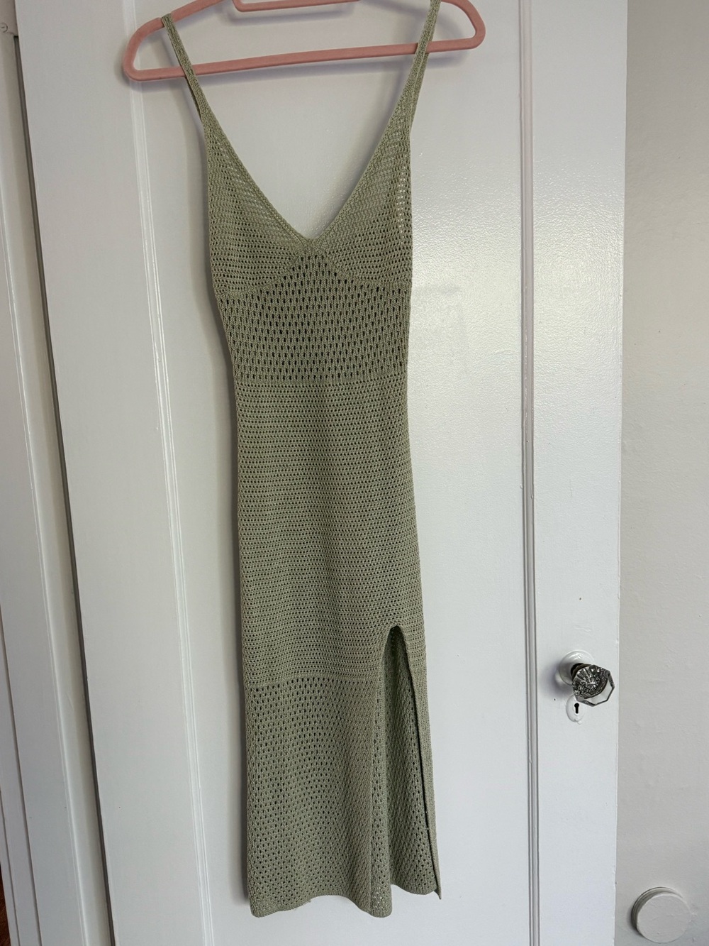 Aritzia Wilfred Evie Sage Green Knit Midi Slip Dress